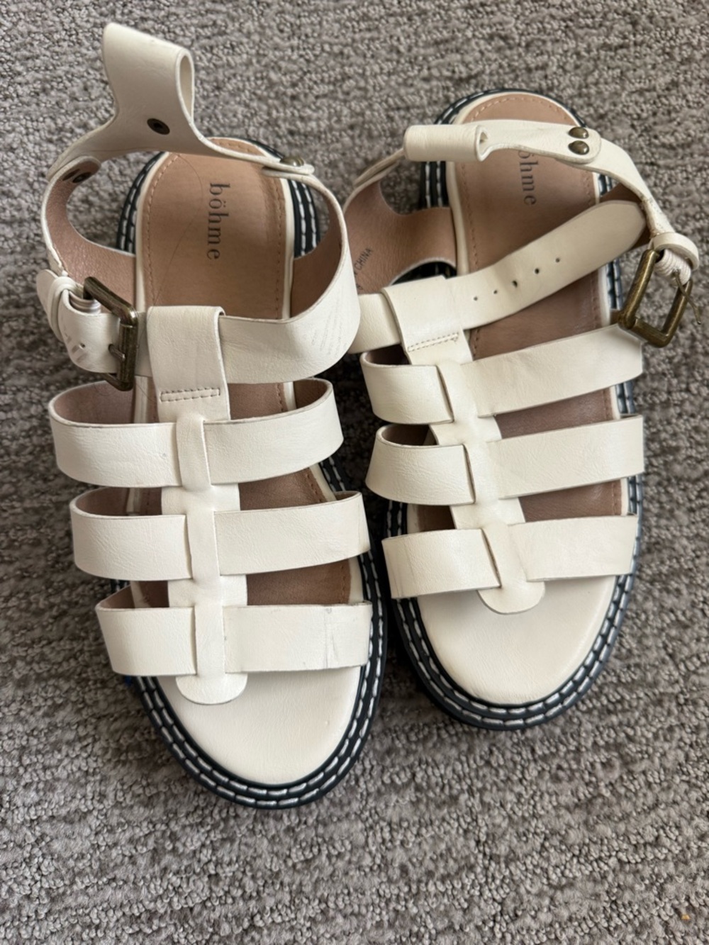 bӧhme Cream Strappy Gladiator Sandals